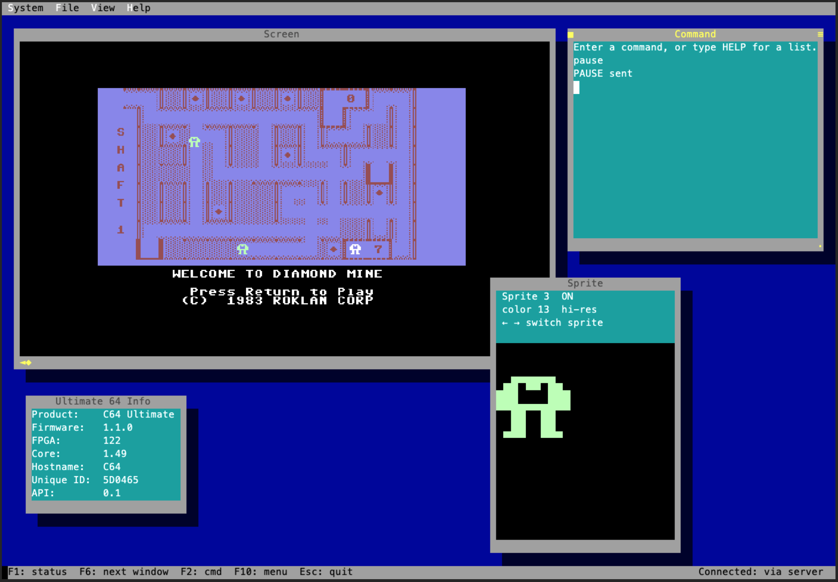 u64shell mirroring a C64 Ultimate in the browser